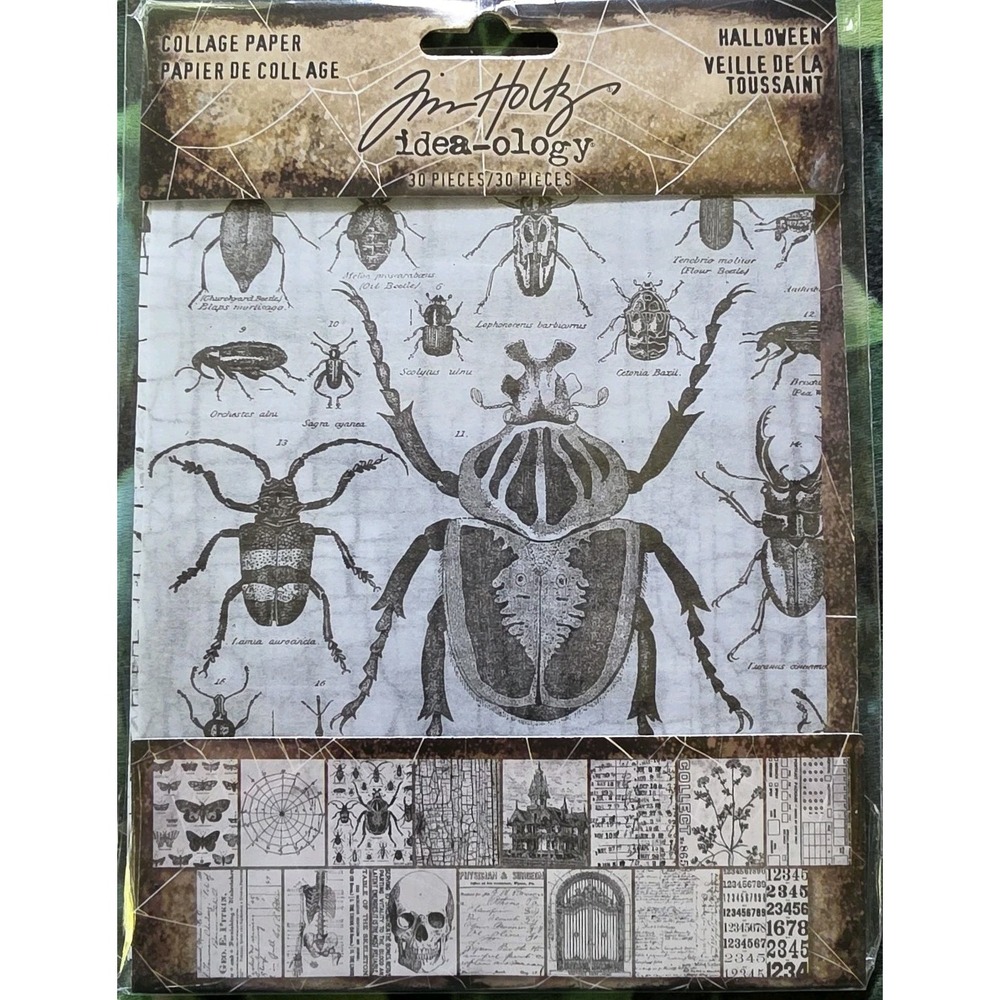 Tim Holtz Collage Paper Halloween Idea-ology Specimen Vintage Text TH94393